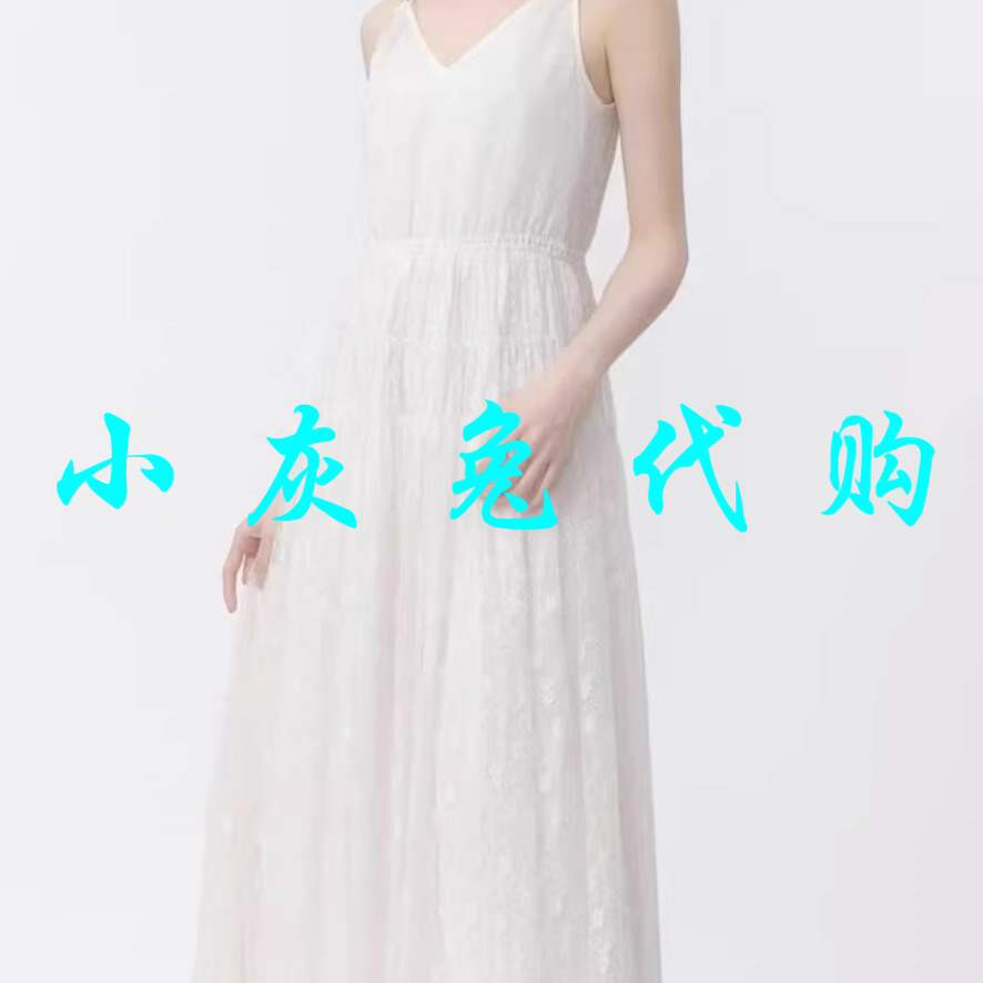 小灰兔正品2025夏新款V领吊带连衣裙5500493-2A10561-00