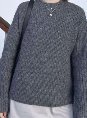小灰兔正品2025秋新款百搭圆领宽松针织衫毛衣女538084-7T49021
