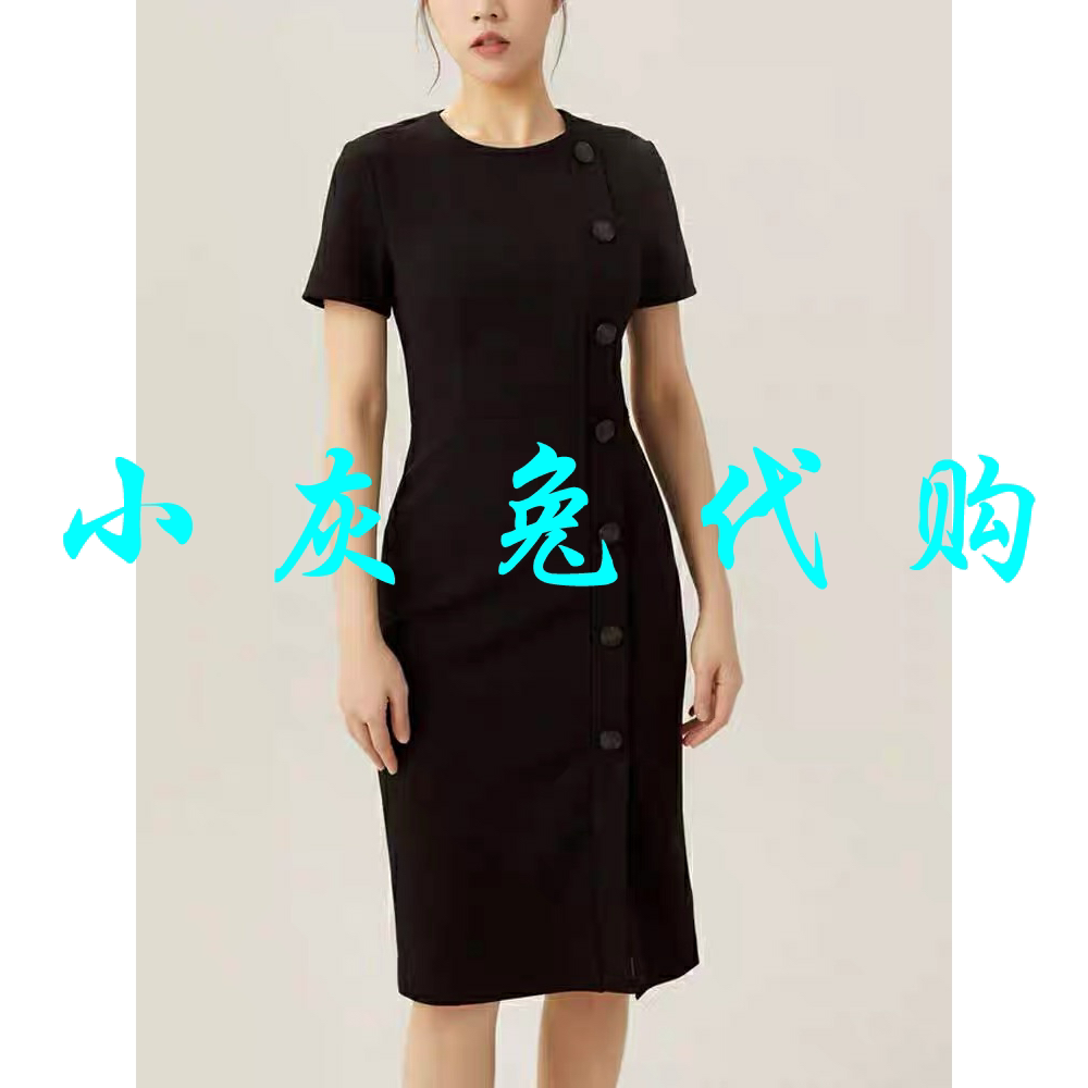 小灰兔代购纽扣赫本短袖连衣裙1500292-2055211-