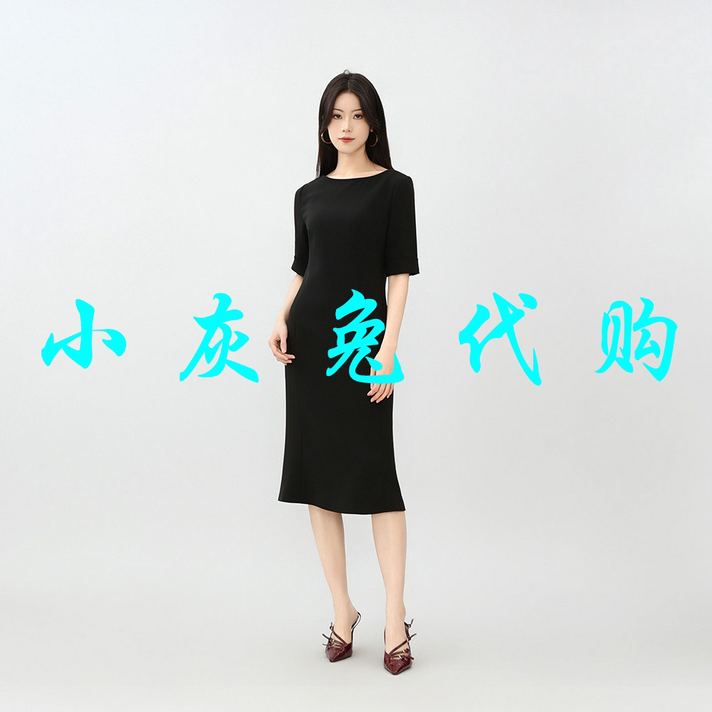 小灰兔代购2026夏新款赫本风收腰黑色短袖连衣裙150086-4251111