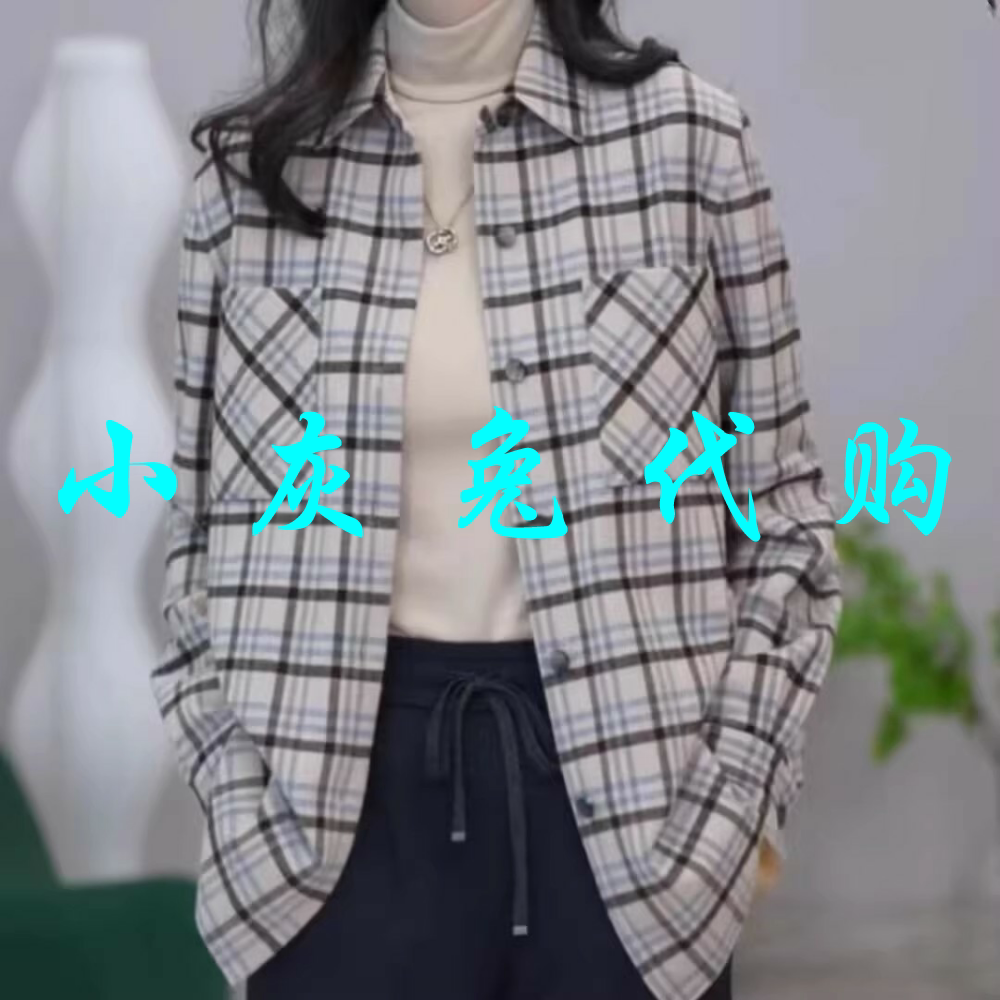 小灰兔代购2025新款宽松口袋格子加厚衬衫1400458-4K05421-