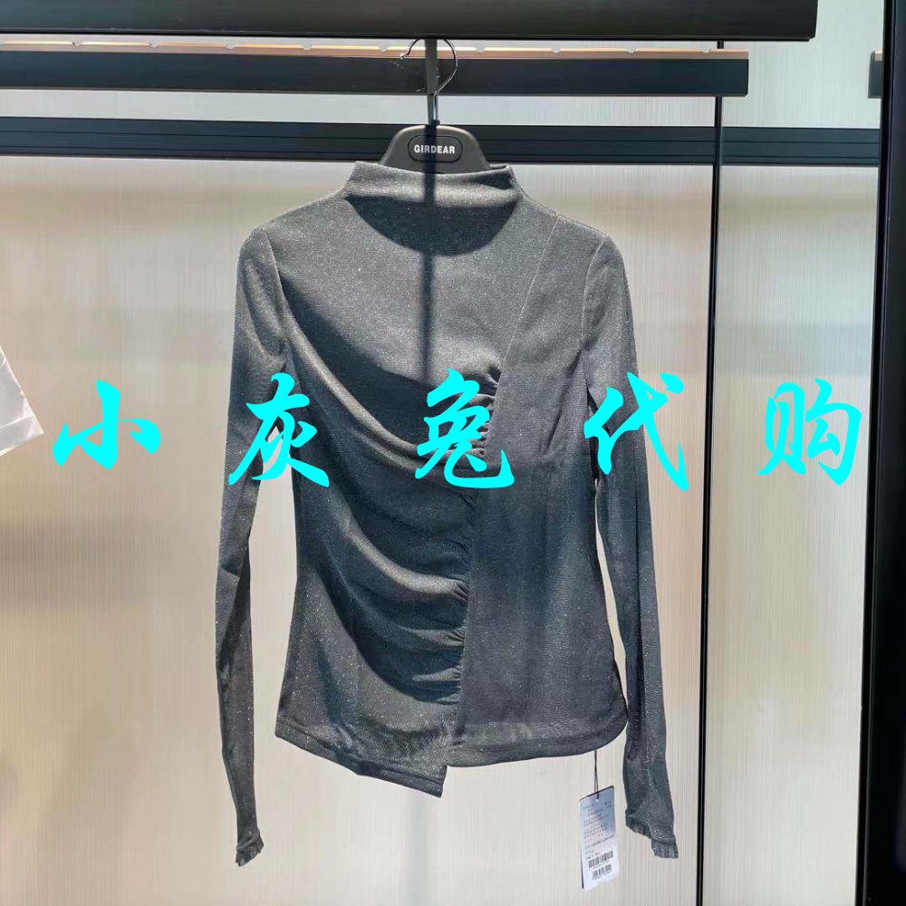 小灰兔正品代购半高领网纱不规则T恤1300696-139921-