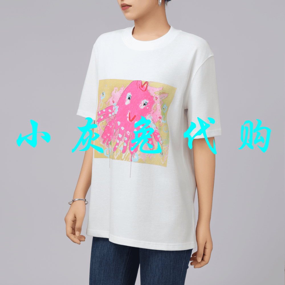 小灰兔代购2025夏新款涂鸦印花短袖T恤5300902-42372AD-
