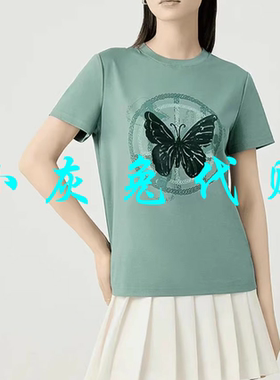 小灰兔正品2025夏新款印花圆领短袖休闲T恤530082-11209AV