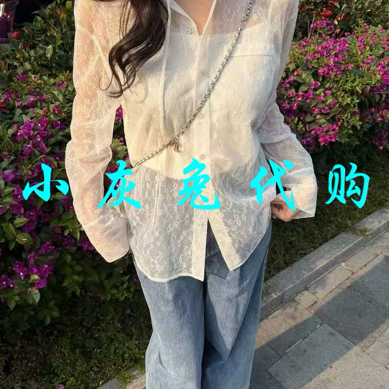 小灰兔代购2026春新款薄款立领长袖宽松玫瑰花衬衫130050-2A85061