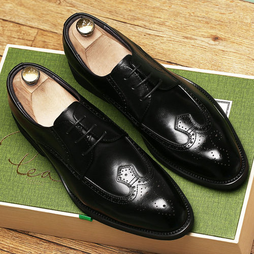 布洛克雕花商务风特大码结婚鞋