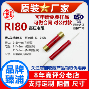 RI80玻璃釉大红袍铜脚高频无感高压电阻5W500M800M900M1G2G3G5G