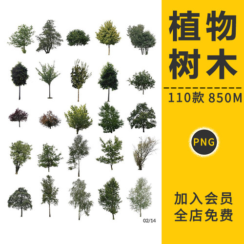 植物树木大树绿色花草园林景观鸟瞰图效果后期PNG免抠PSD设计素材