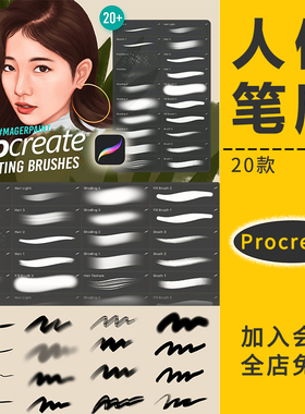 procreate笔刷人像卡通人物厚涂油肌理质感画笔ipad手绘插画素材