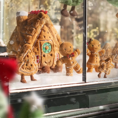 英国趣味姜饼屋星星娃娃毛绒玩具姜饼人雪人小鹿公仔娃娃圣诞礼物