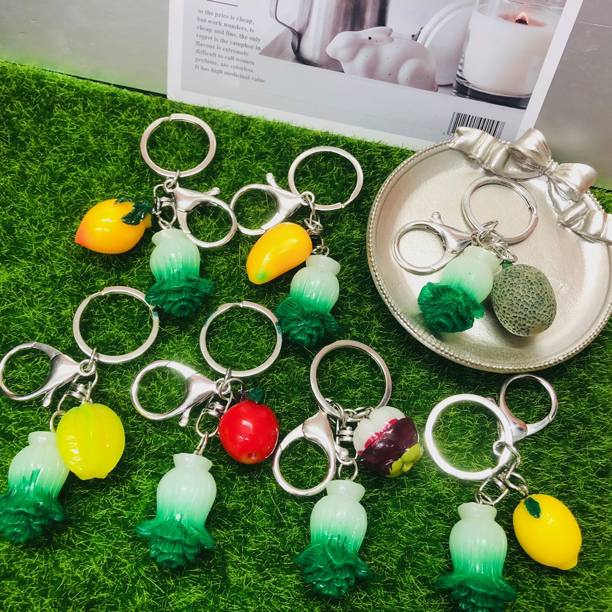 小清新仿真水果白菜钥匙扣书包挂件饰品钥匙链包包个性创意挂饰