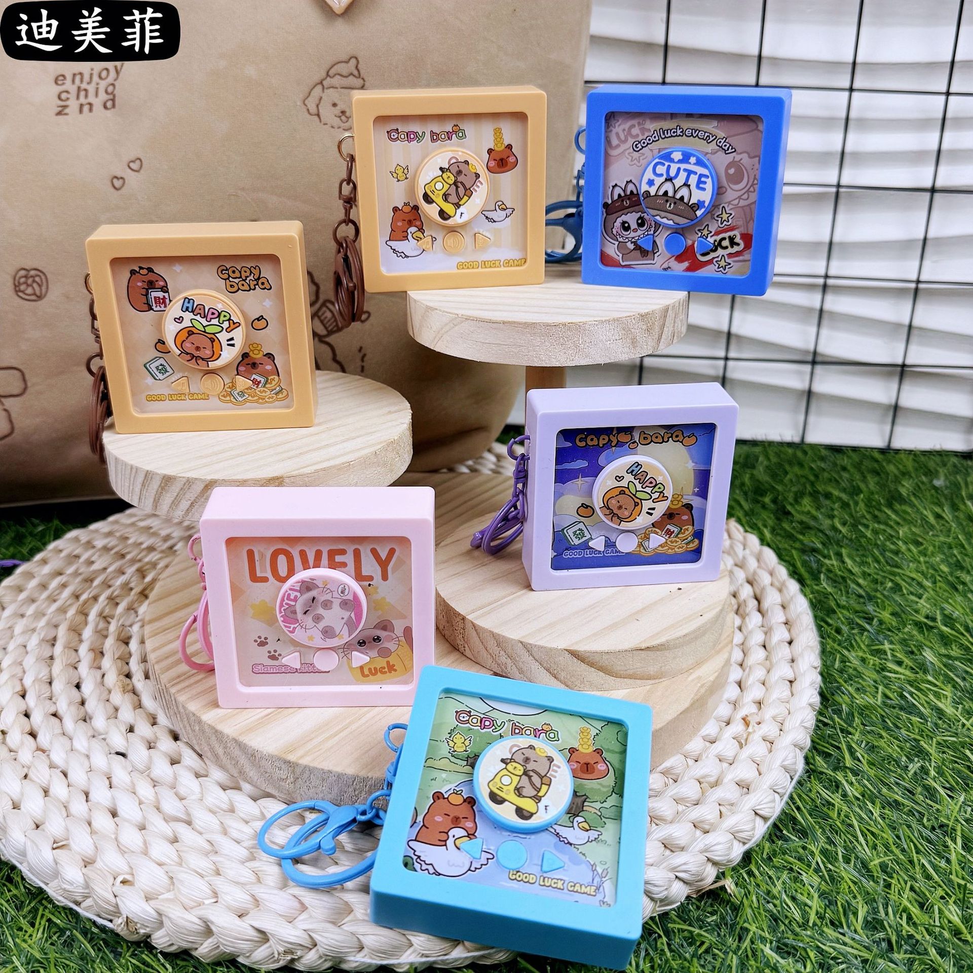 创意卡通水豚录音迷你拉布唱片cd盒专辑钥匙扣抓机可录音音乐挂件