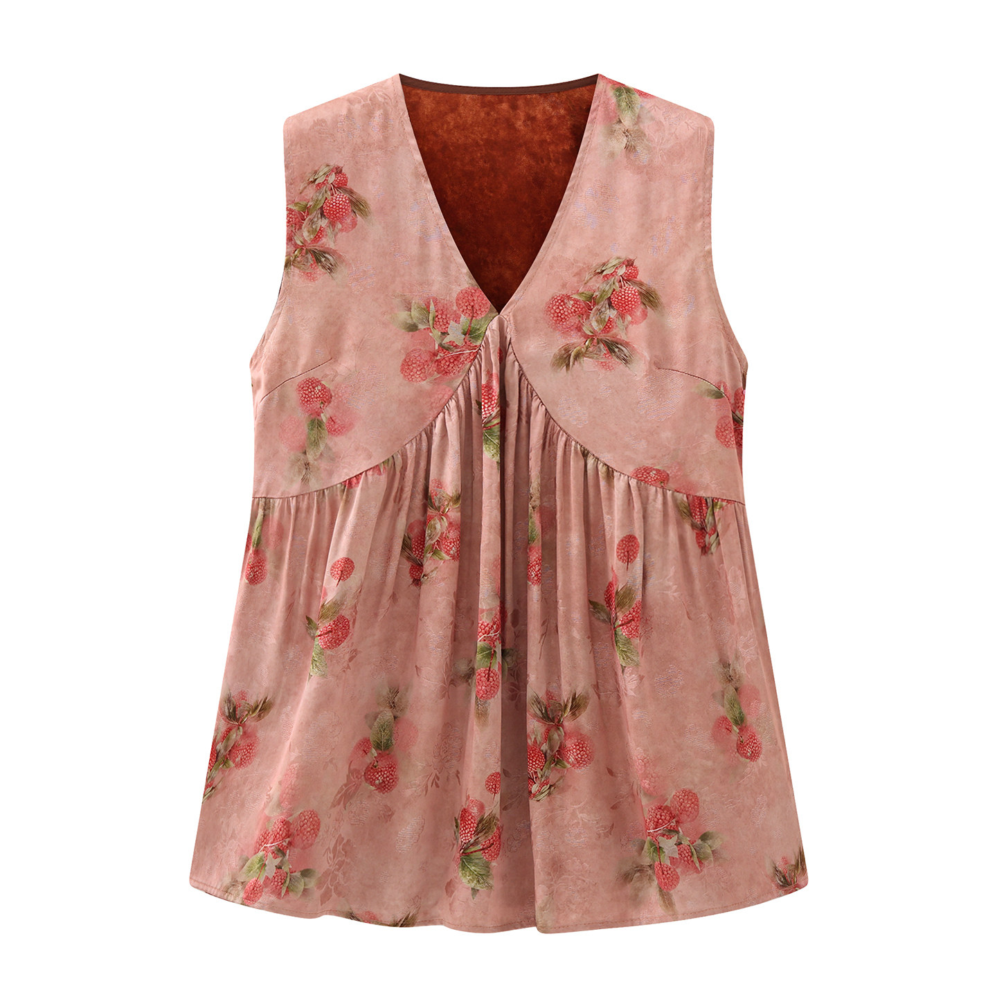 艾格新中式真丝香云纱无袖上衣女