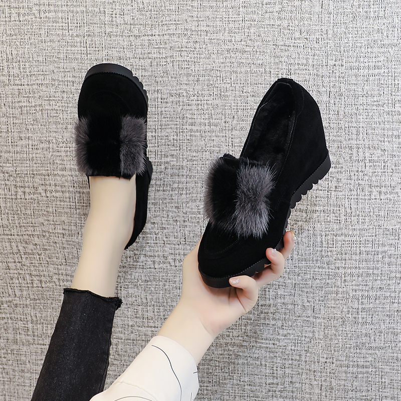 内增高毛毛鞋女冬外穿加绒棉瓢鞋
