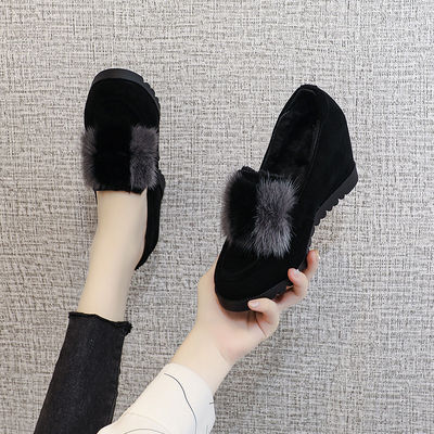 内增高毛毛鞋女冬外穿加绒棉瓢鞋