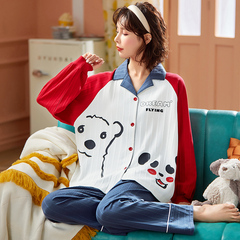 AI Shang's spring cartoon combed cotton long sleeve pajamas suit
