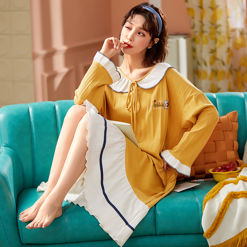 AI Shang's new combed cotton spring princess style nightdress pajamas can be worn out