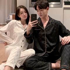 AI Shang's real photo 2021 spring new pajamas couple silk home suit