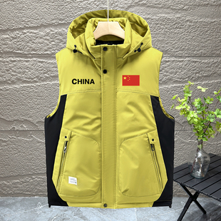 国家队运动马夹男秋冬季新款保暖国潮大码防寒棉马甲外穿坎肩背心