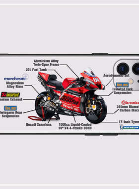 适用杜卡迪MotoGP机车小米10S苹果12 11ProMax华为Mate40e手机壳