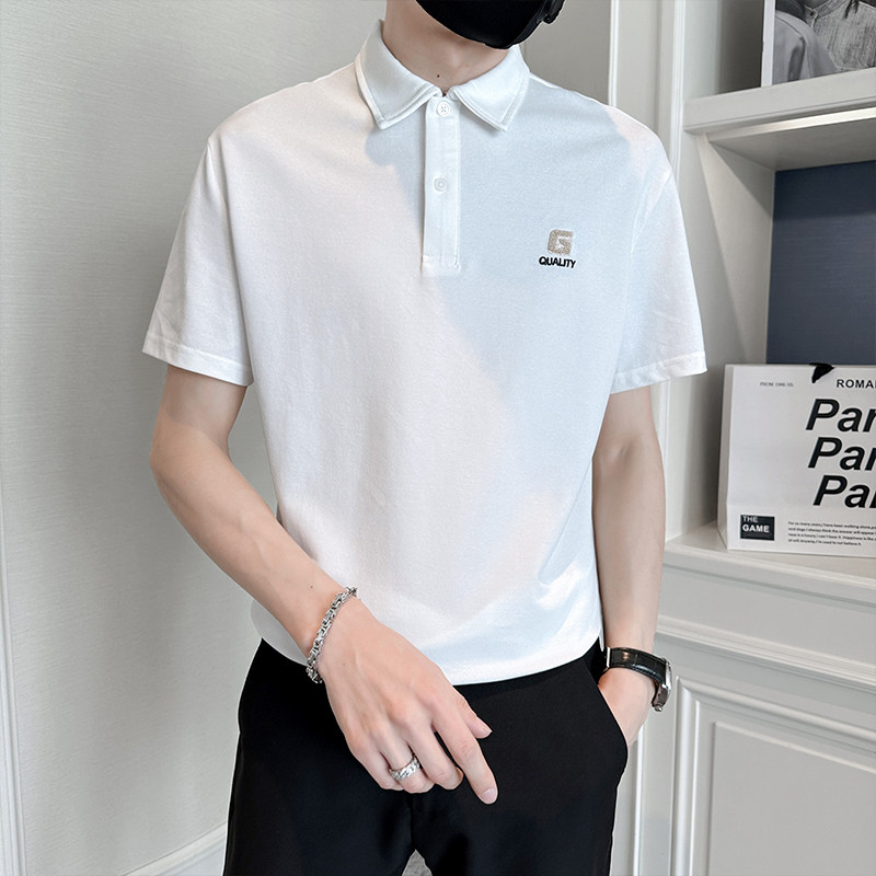 夏季POLO衫男士ins潮牌刺绣短袖T恤23新款男装潮流90502-P58控78,男装Polo衫,星座301B-1