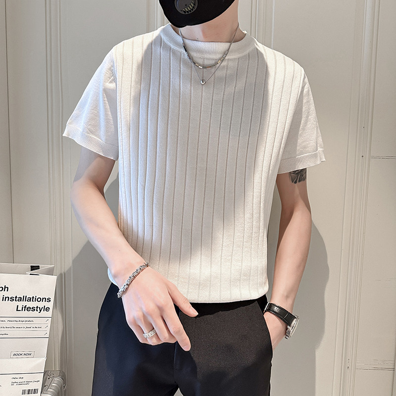 高级感冰丝T恤男ins夏季2023新款男装上衣服75005-P58控78,男装T恤,星座301B-1