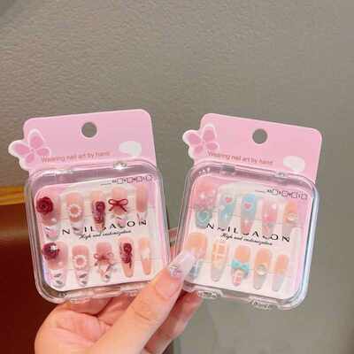 卡通穿戴甲长款显白女童指甲贴新