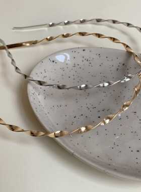 韩国东大门风气质复古色合波浪发箍百搭根属压发头箍