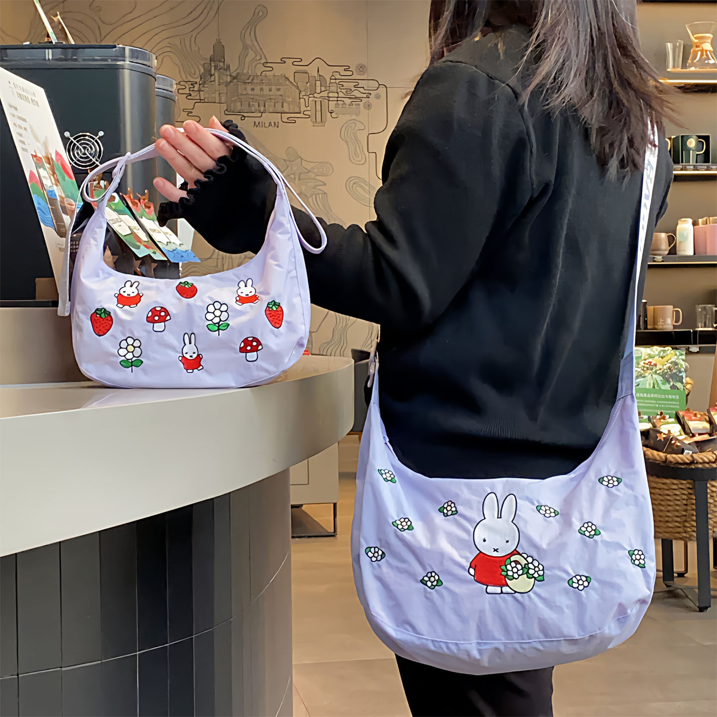 日系米飞兔可爱刺绣腋下包卡通饺子包斜跨包休闲百搭手拎包月牙包,箱包皮具/热销女包/男包,腋下包,淘宝优惠券,粉丝福利购,淘宝优惠卷