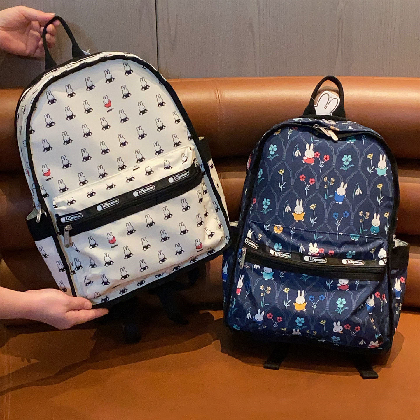 日系卡通米飞兔可爱印花双肩包户外休闲背包轻便短途收纳包旅行包
