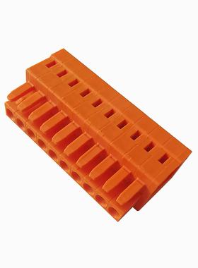 德国正品孔型10极连接器734-210阻燃10p橙色间距3.81mm接线端子