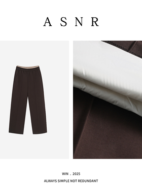 BRAID｜裤长103 松紧腰窄版直筒中缝线鹅绒裤606