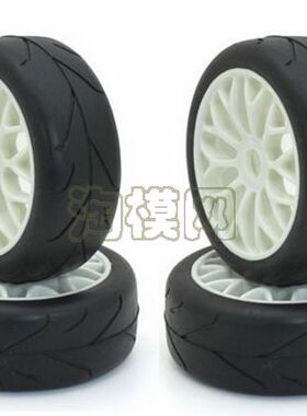 遥控越野模型车轮胎组1/8 Rally白色辐射框+公路胎（4pcs）