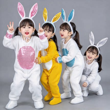 新款元旦儿童动物兔子演出服幼儿园卡通时尚舞台服大灰狼表演服装