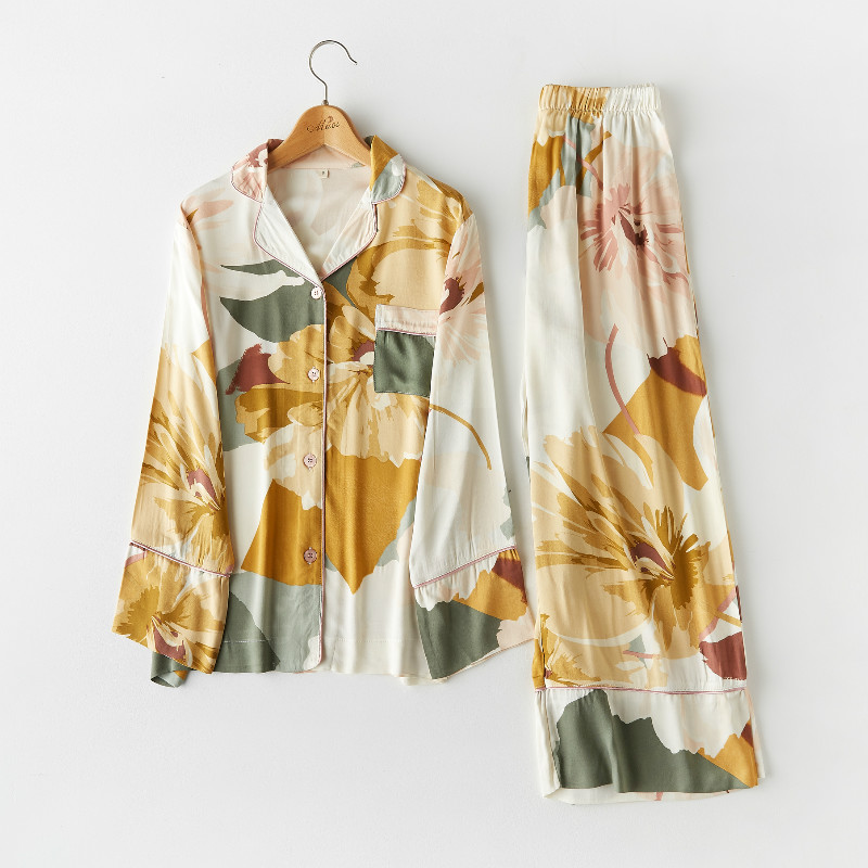 高品质春秋薄款睡衣女长袖春夏贡缎棉绸透气舒适家居服套装月子服在类目 女士内衣/男士内衣/家居服, 睡衣/家居服套装中 - 来自Buy2taobao.com提供专业的淘宝代购服务