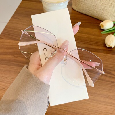 时尚超轻无框防蓝光近视眼镜女