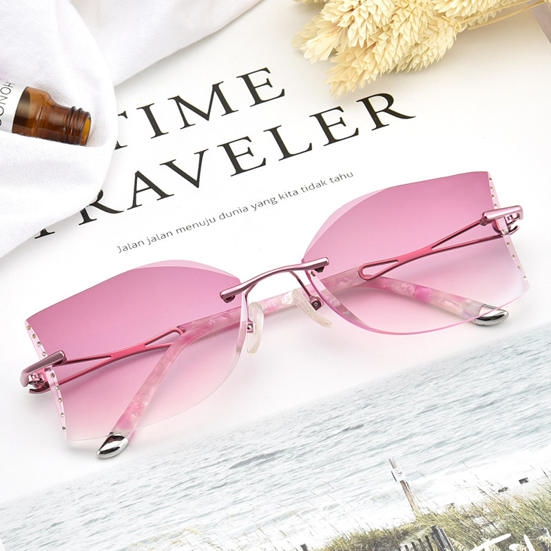 无框近视太阳镜 时尚切边太阳镜 近视太阳镜女款潮2025明星款圆脸