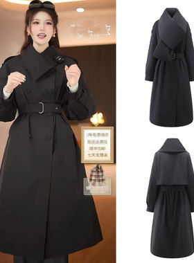 宋佳同款派克鹅绒羽绒服女中长款2026冬季新款风衣可脱卸围巾外套