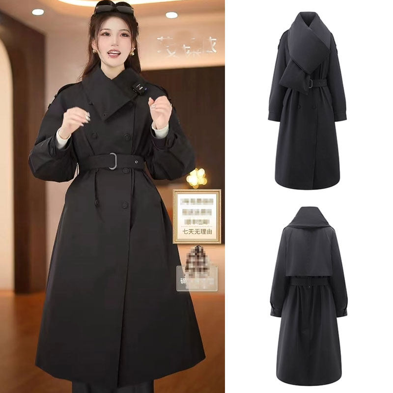 宋佳同款派克鹅绒羽绒服女中长款2025冬季新款风衣可脱卸围巾外套,女装/女士精品,羽绒服,淘宝优惠券,粉丝福利购,淘宝优惠卷