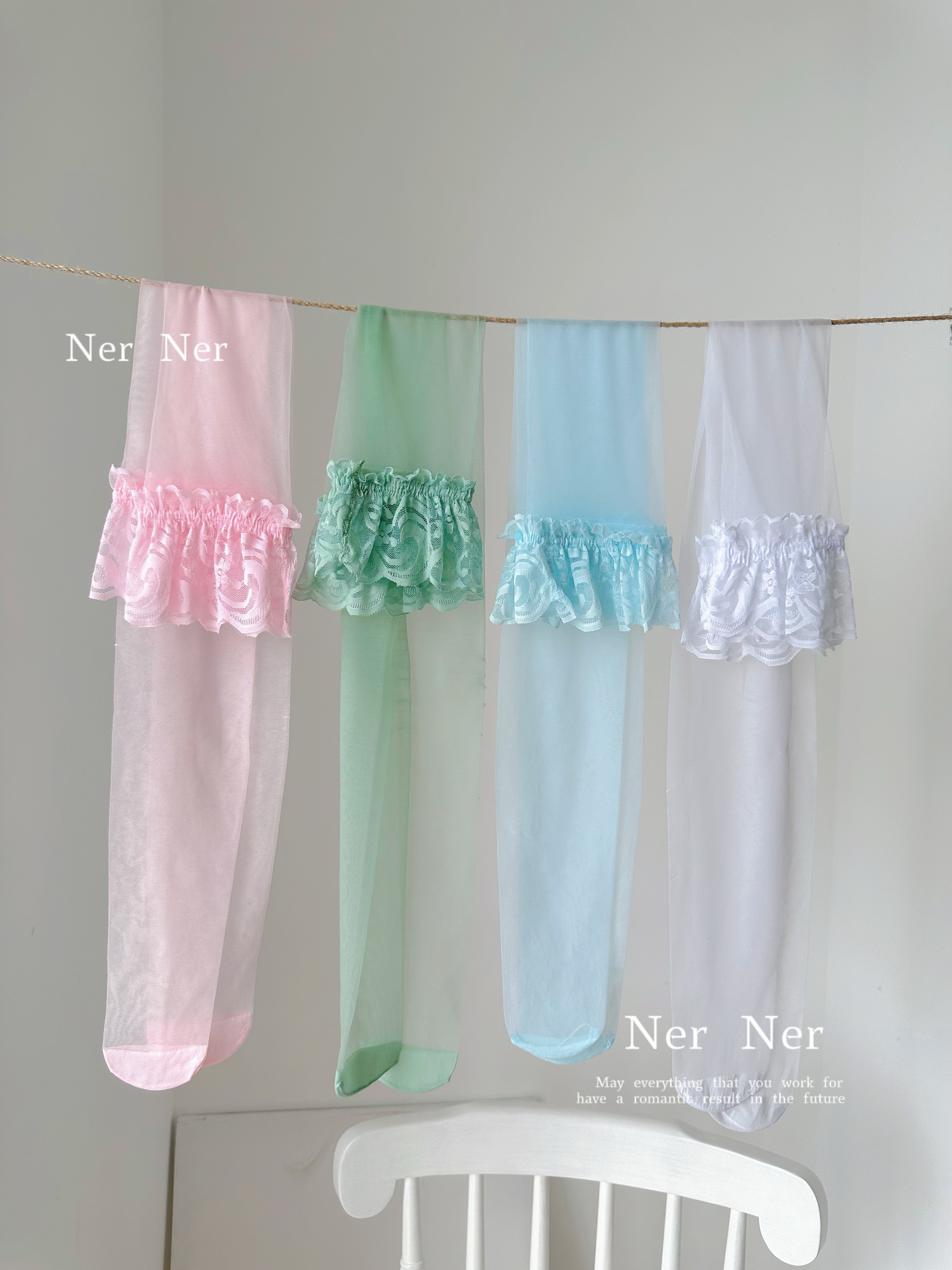 NerNer蕾丝花边丝袜夏季性感弹力长筒丝袜透视舒适