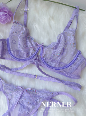NERNER彩虹之羽*超薄蕾丝胸罩防下垂性感文胸套装绑带