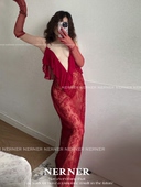 内衣 绝美优雅透蕾丝深v礼服性感露背法式 浪漫 唯美爱情 NERNER