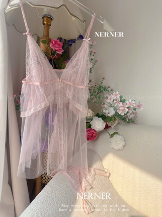 NERNER甜蜜*粉嫩性感网纱睡衣纯欲诱高级感吊带睡裙套装薄款