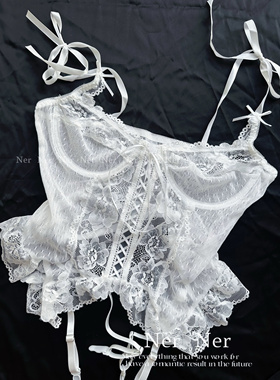 Ner夏日纯纯*白色蕾丝绑带设计吊带复古花边胸衣法式内衣温柔纯欲