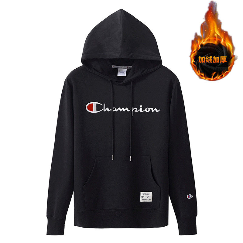 thumbnail for National tide letter embroidery round neck pullover sweatshirt for men and women autumn and winter American velvet thickened couple long-sleeved tops