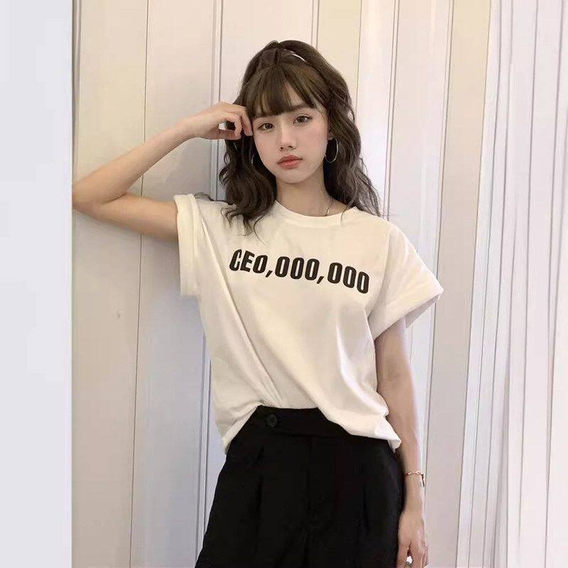 夏季纯棉chic港味小众别致飞袖T恤女设计感独特宽松显瘦上衣套装