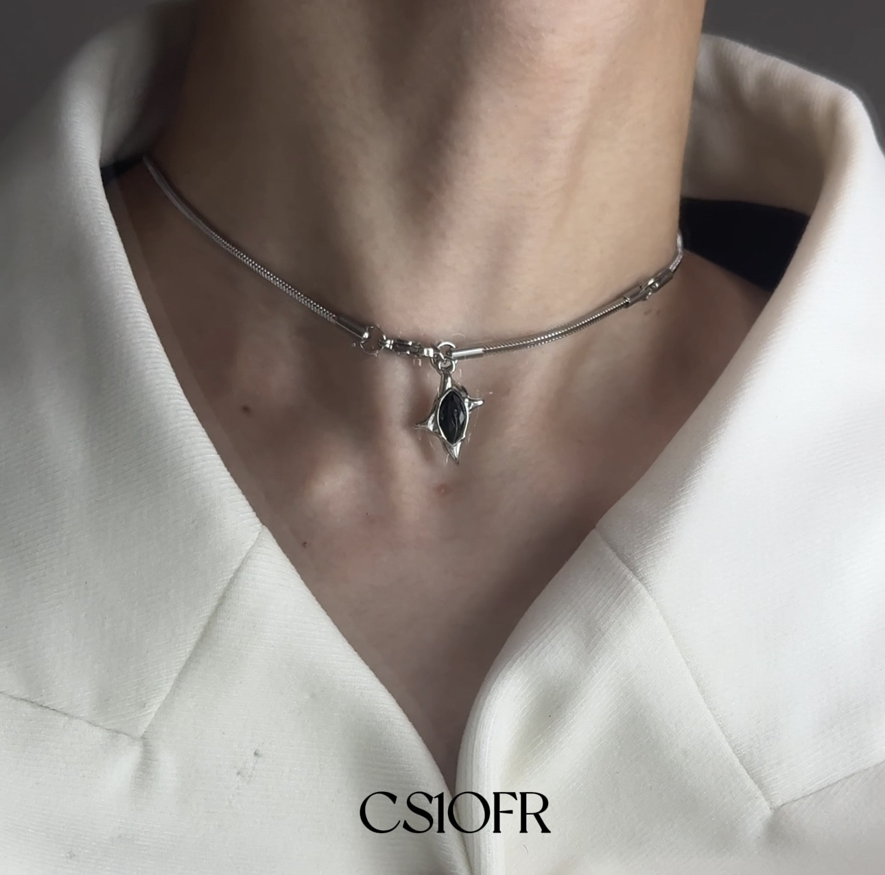 CS1OFR暗黑月光蛇骨项链男女ins小众设计简约颈链锁骨链配饰品