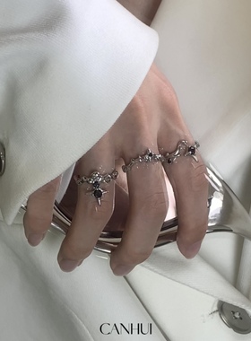 男女暗黑风小众设计开口戒指
