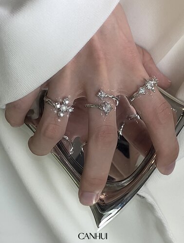 小众波光粼粼白月光戒指可调节