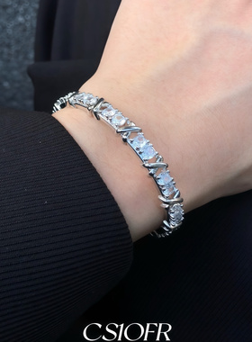 男女波光粼粼细闪手镯开口调节